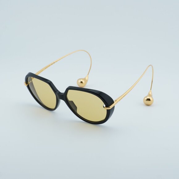 Bottega Veneta BV1436S 001 Sunglasses Black Square Frame, Yellow Lenses main image 7